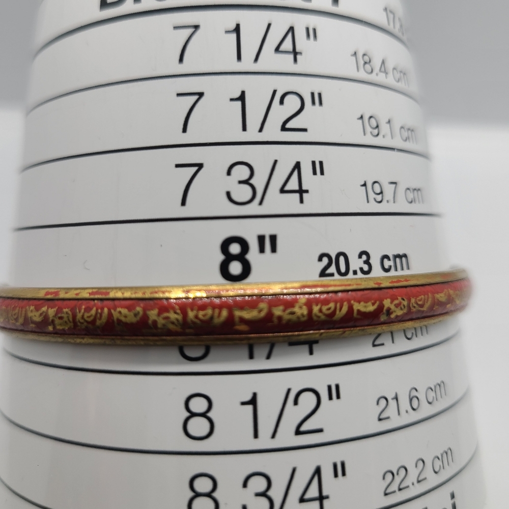 Brass & Red Enamel Gold Floral Accents, Bracelets 2 - Picture 7 of 7